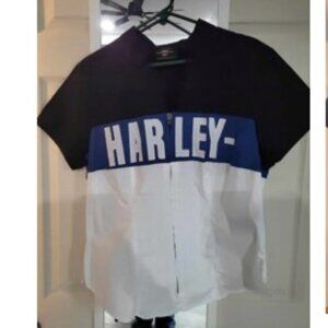 Harley Davidson Zip up Collard Shirt Like New